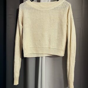 Cream Chunky Knit Crew Neck Sweater